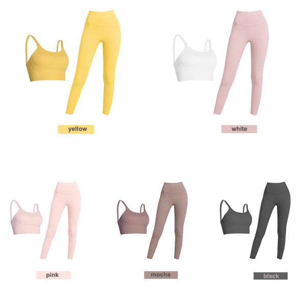 Breathable High Elastic Yoga Set Clothes Nylon Leggings And Sports Bra