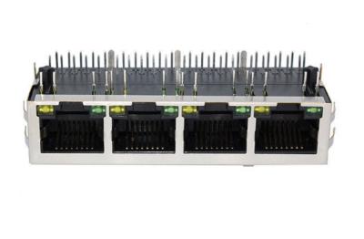 Multiport Rj45 Female To Female Connector With Magnetics Top Entry Vertical PCB Mounting