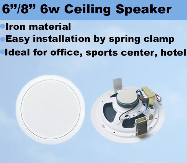 8 Inch Full Range Speaker 6W Good Sound OEM ODM Iron Material Ceiling Speaker for Offices Hotels