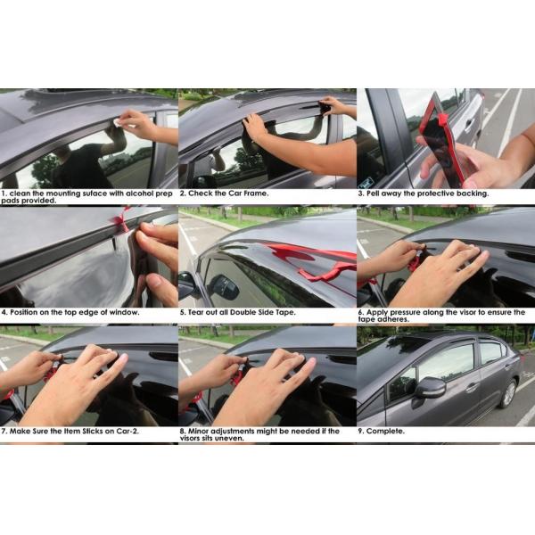 4x4 Plastic Truck Skid Plate Black Car Rain Sun Door Window Visor