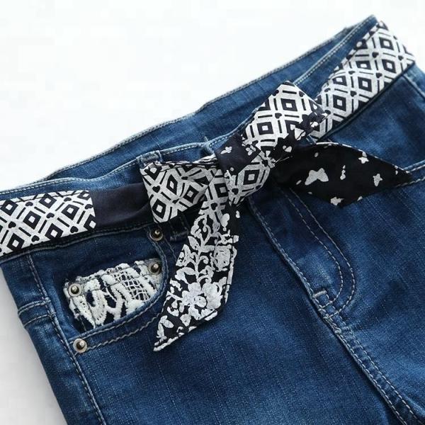 Custom Kids Denim Clothes Jeans Pant Adjustable Waist Zip Around With Printed Belt