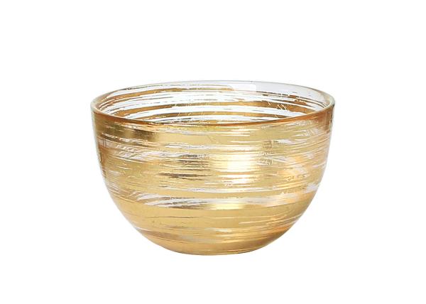 Hand Made 180ml Centrifugal Casting Lead Free Crystal Glass Fruit Bowl, Gold foil bowl