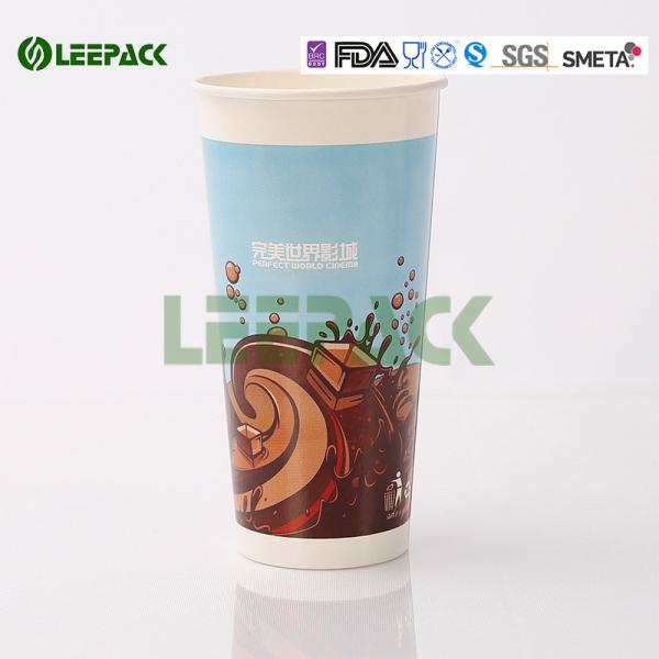 Large / Medium Size Cold Paper Cups , Double PE Coated disposable cold drink cups with lids