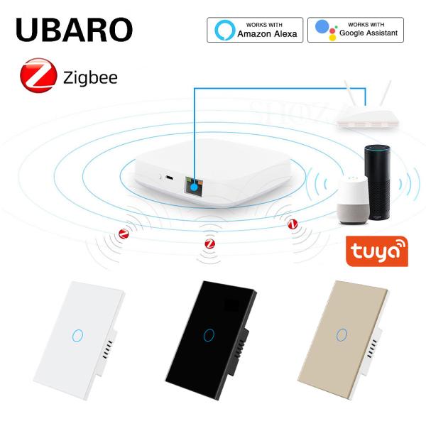 2Gang Tuya Smart Zigbee Switch with 21 Language Support for Light Control Tempered Glass Panel Live Wire Control