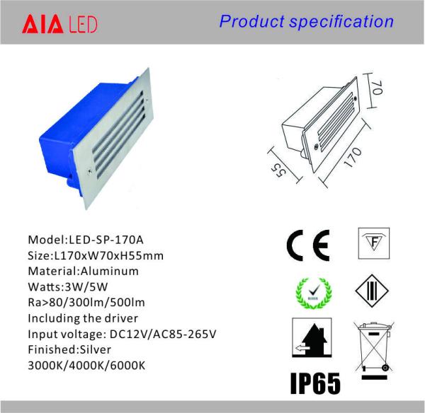 Outdoor IP65 3W led stair lamp &LED Step light for bridge used