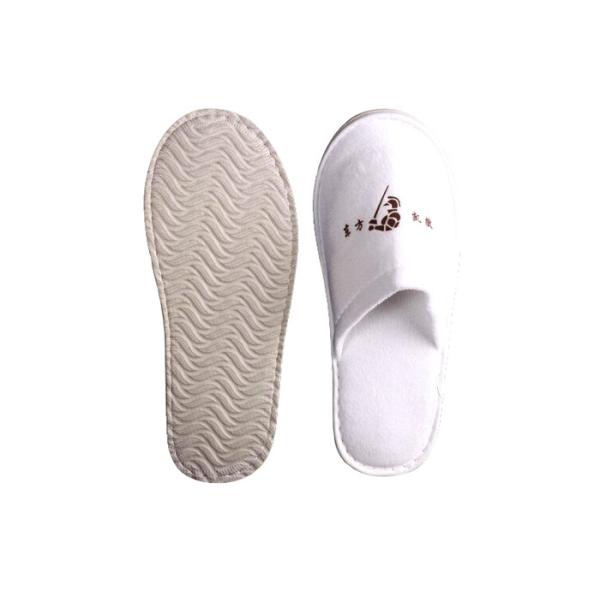Regular Size Unisex Disposable White Hotel Slipper With Custom Embroidered Logo