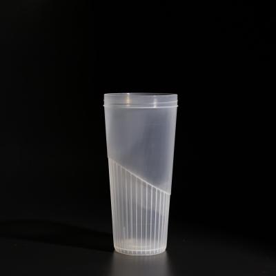 Conception de logo personnalisé Coupe de jus PP jetable transparente avec couvercle plat