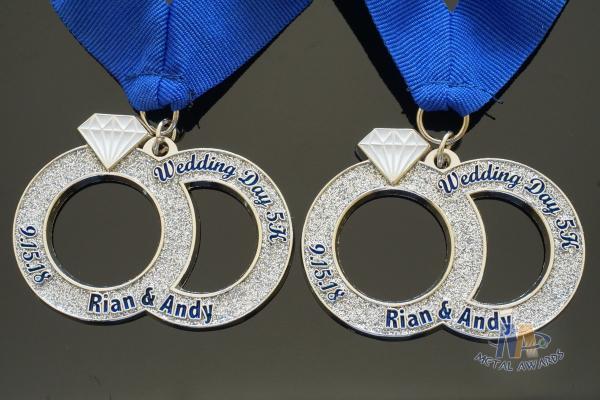Personalized Wedding Day 5K Sports Metal Medal / Custom Made Medallions