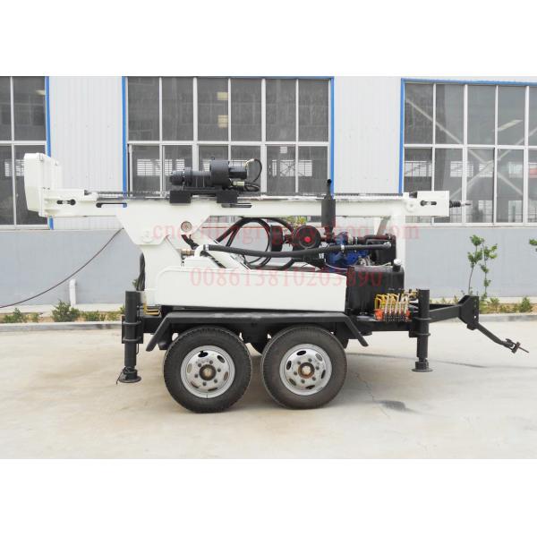 Hydraulic Rotation Water Well Drilling Equipment With 4 Wheel Trailer Mounted
