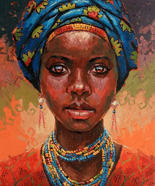 6 Método de impresión a color Mujeres africanas Arte hecha a mano pintura gruesa pintura al óleo pintura para el hogar pared lienzo decoración paisajística