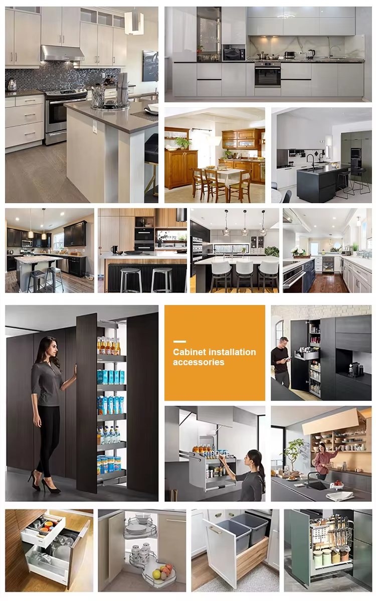 Shaker Door Black Prefab Kitchen Cabinet Plywood Modern Wood Kitchen Cabinets