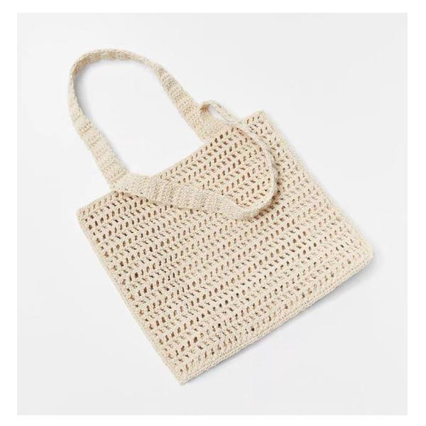Custom Embroidery Logo Cotton Crochet Summer Lady Beach Bag for Daily Life Adventures