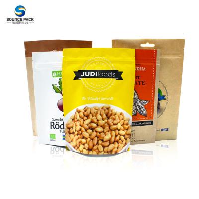 Kraft Paper Stand Up Pouch Food Packaging Foil Ziplock Bag with Moisture Proof and Glossy or Matte Surface Handling