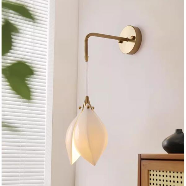 Hotel Elegant Magnolia Flower Ceramic Wall Bowl Sconce Light