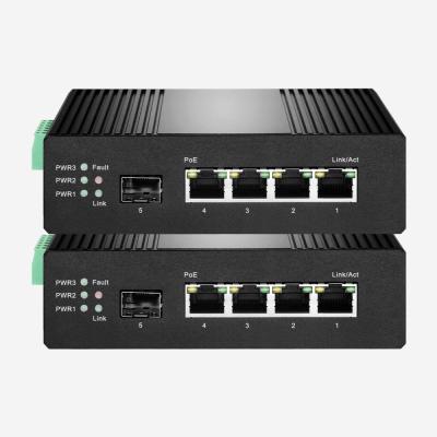 Interruptor do ponto de entrada do trilho 100mbps do ruído com 1 porto da fibra de SFP e 4 portos do ponto de entrada de 100M