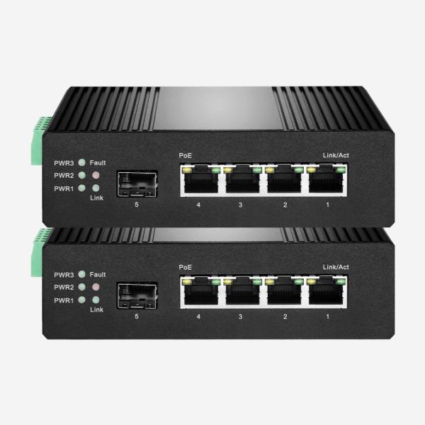 Interruptor do ponto de entrada do trilho 100mbps do ruído com 1 porto da fibra de SFP e 4 portos do ponto de entrada de 100M