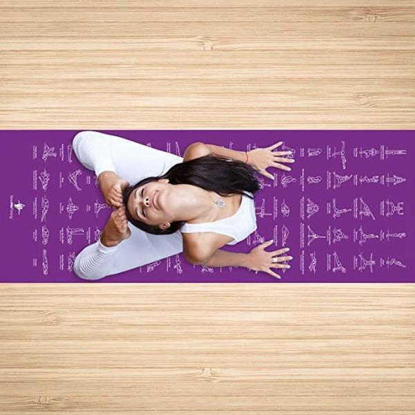 24 X 68 Instructional Non Slip Eco Friendly 70 Printed Poses Yoga Mat for Men and Women