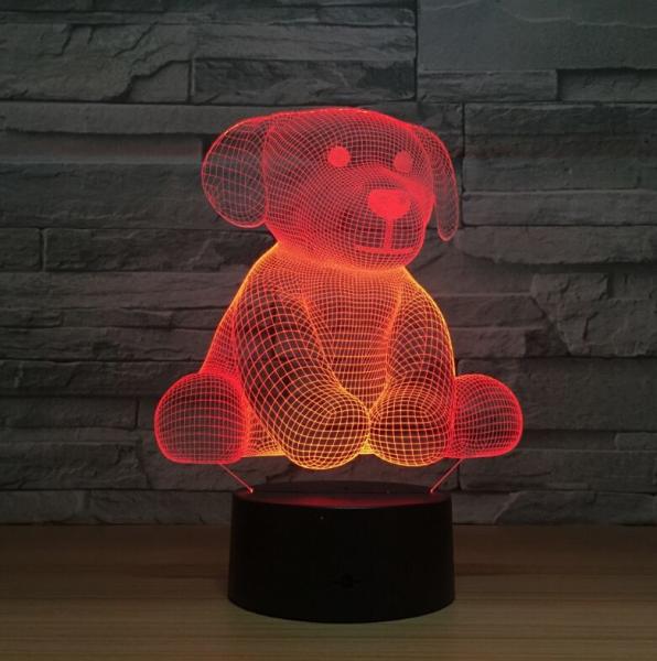 Dog 3D Night Light 7 Colors Change with Remote Timing Help Kids Fell Safe at Night or As A Gift Idea for Women or Girl