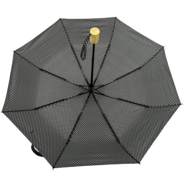 Three-Fold Wavy Umbrella With Wooden Handle Automatic Opening And Closing Windproof