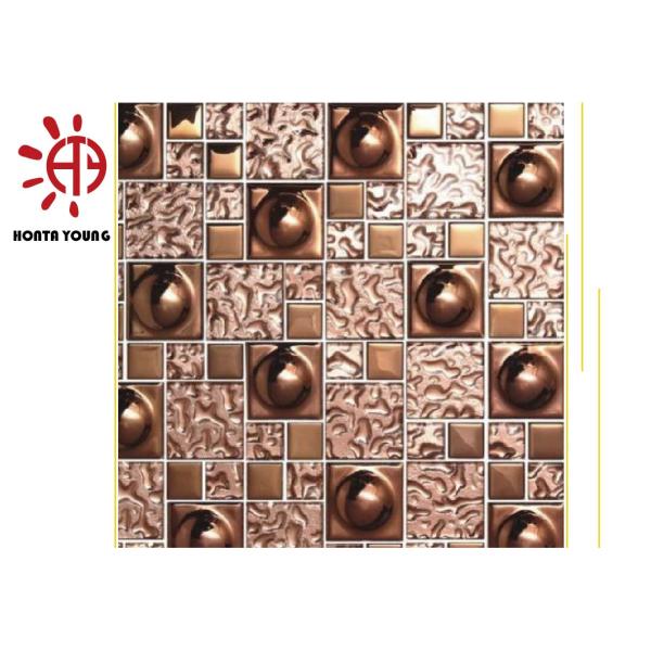 HTY - TRG 300 300*300 Beautiful Rose Gold Color Plating Ceramic Glass Metal Mosaic Tile