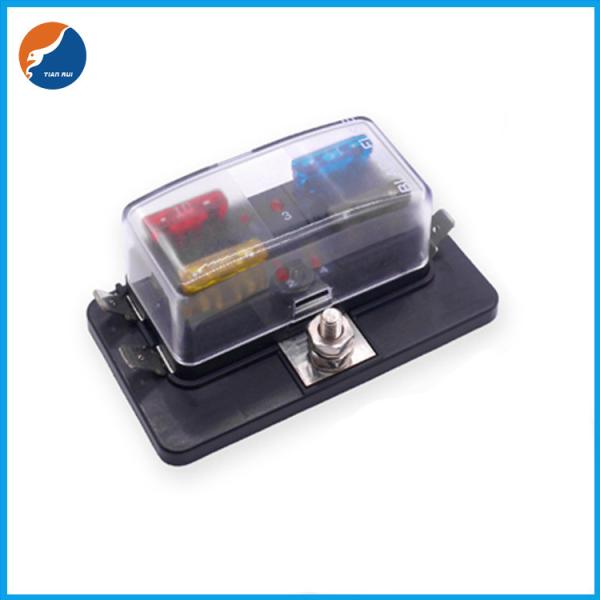 Button Pom 4 Poles ATO ATC Automotive Car Blade Fuse Block With Copper Connect Terminals