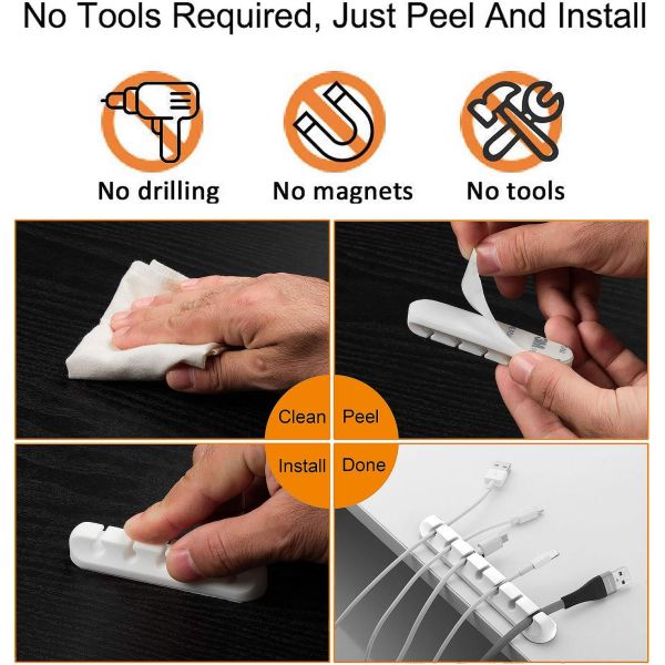 Silicone Plastic Cable Clamps C Shape Lightweight Wire Organizer Clips