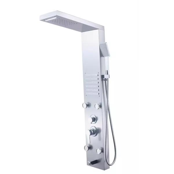 Square Shower Head Wall Mounted Chrome Shower Panel with Hand Sprayer in Modern Design