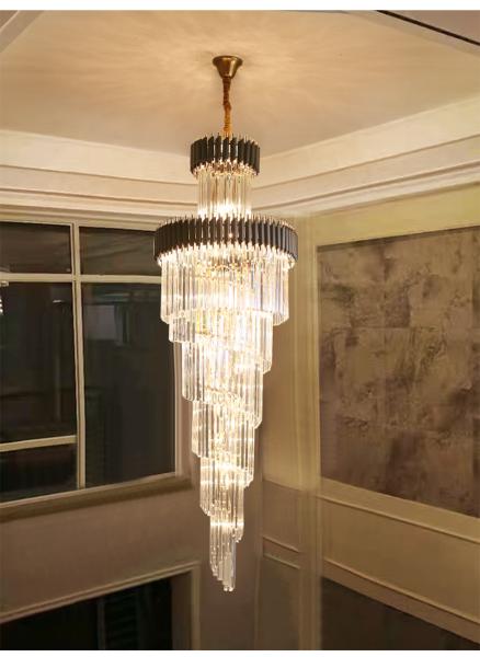 Large Top Long Crystal Led Chandeliers Hotel Hall Living Room staircase chandelier(WH-CY-179)