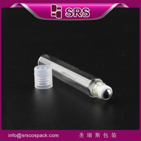SRS wholesale transparent 10ml glass roll-on bottle with stainless steel roller and PP cap