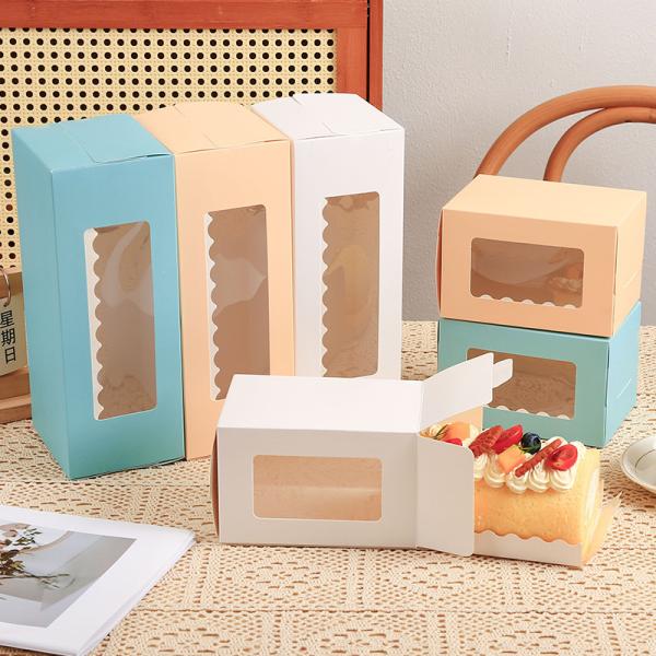 Dessert Printed Paper Boxes Swiss Roll Cake Packaging Custom Logo