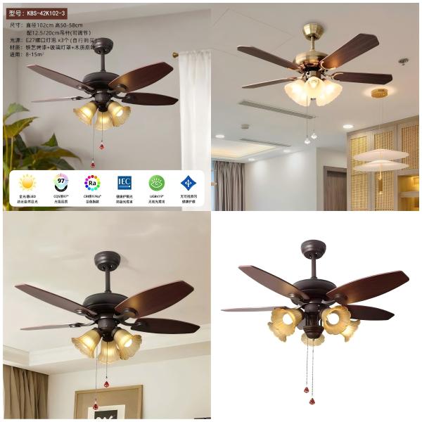 wholesale Zipper Control Luxury 110/220V Cheap Price Energy Save Decorative Ac Dc Best Chandelier Wooden Ceiling Fan With Light