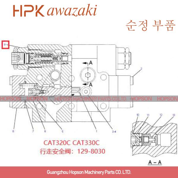 Клапан сброса экскаватора CAT320C, высокий клапан сброса безопасности давления 129-8030