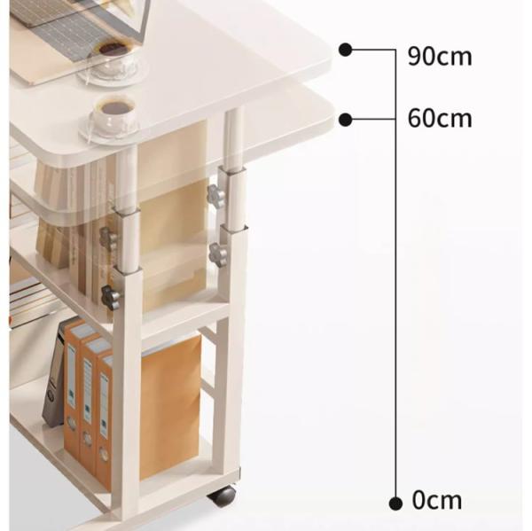 White Wooden Manual Desk Multifunctional Study Table for Children Adjustable Height