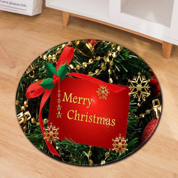 esteira vermelha do escritório de Santa Claus Elk Christmas Festive Floor Mat Anti SlipCircular do círculo de 80cm