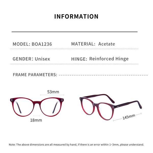 Custom Logo Acetate Round Optical Frame Glasses OEM ODM Unisex Men Women