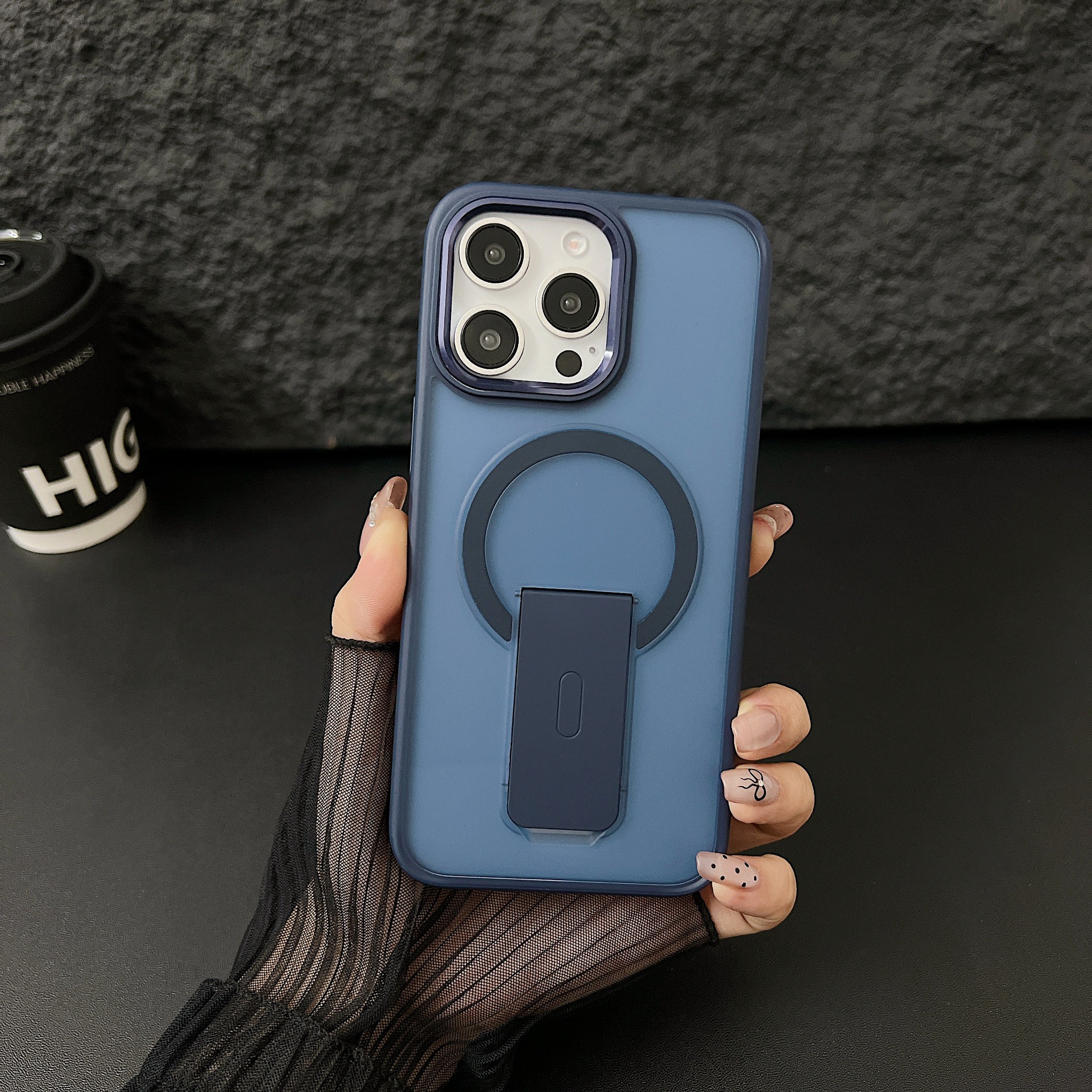 OEM Luxury Matte Mobile Phone Case with Holder Skin Feel Cell Phone Cover for IPhone11 12 13 14 15 Pro Max Plus