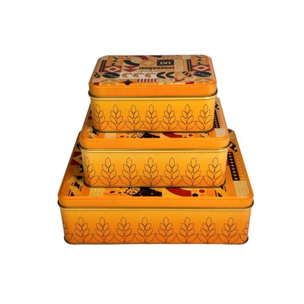 Custom Printed Rectangular Snack Tin Box Food Grade Metal Container for Mixed Nuts Dried Fruit Storage Packaging