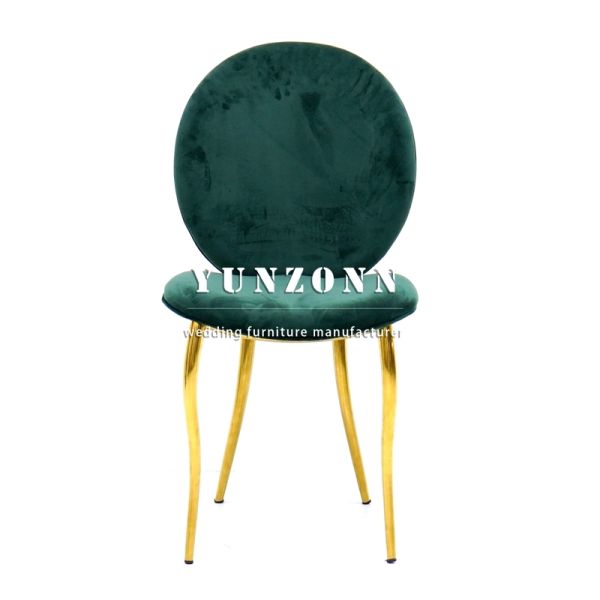 Wholesale Dining Room Furniture Nordic Velvet Green Luxury Gold Stainless Steel Base Hotel Fabric Dining Chair
