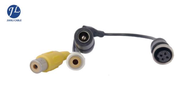 Male To Female 4 Pin Aviation Cable To RCA Video Audio Connectors Automotive Rear View Camera System