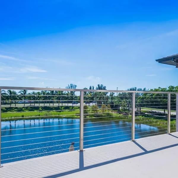 Ocean Handrail Terrace Balcony Railing , Outdoor Handrail Wire Cable Railings