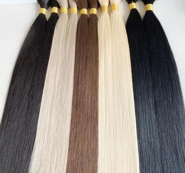 Wholesale Hair Vendors Brazilian Virgin Bundles Cuticle Aligned Hair Extension No Weft Silk Straight  Bulk Human Hair for Braiding