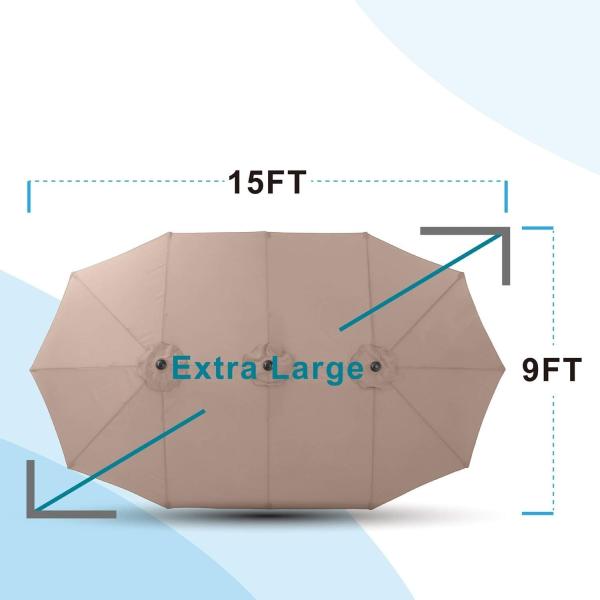 Patio Umbrellas, Outdoor Market Large Umbrella wirh Base, Rectangle Long Double-Sided Umbrella Yard Lawn Garden