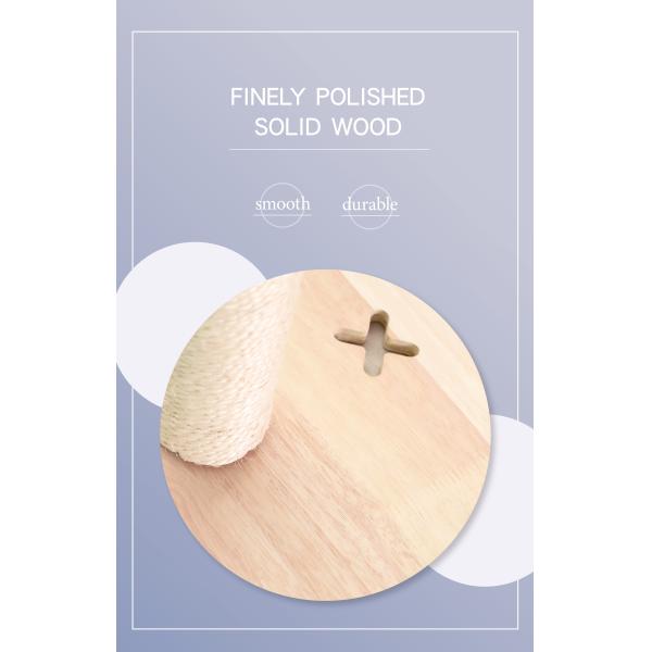 Wooden Star-Shaped Cat Scratching Post with Platform Top Sisal Rope and Hanging Ball