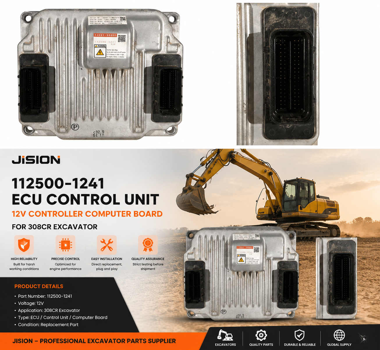 112500-1241 308CR Excavator ECU Controller Control Unit Computer Board 12V Electronic Control Module Replacement