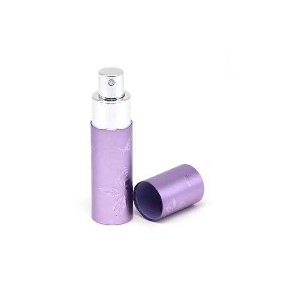 Purple Metal 15ml Mini Perfume Atomiser With Embossed Logo Oxidation Aluminum Case