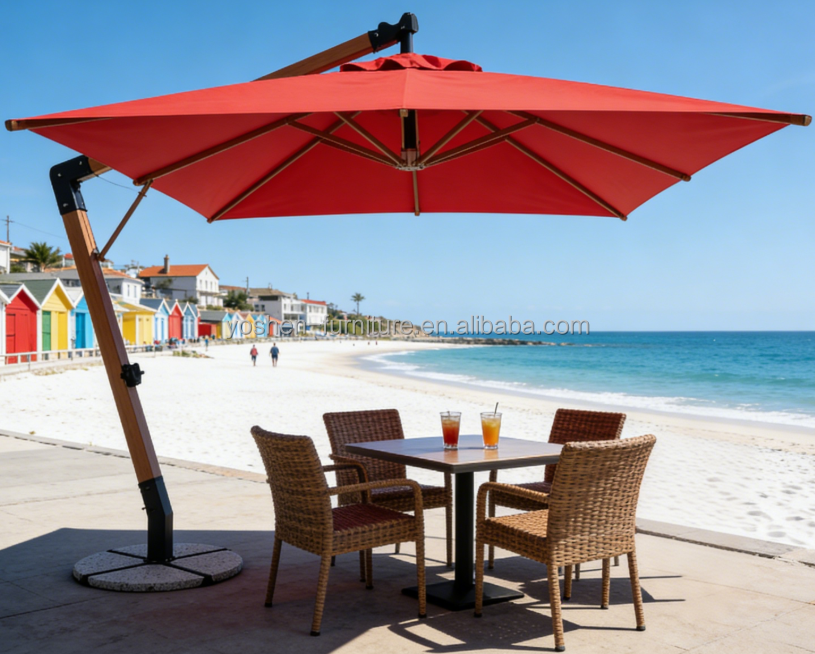 Heavy Duty Commercial Grade Cantilever Umbrella Windproof Aluminum Frame for Outdoor Hotel Patio