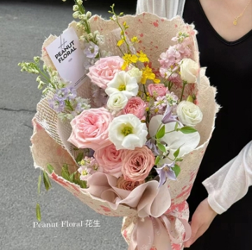 Papel de embalaje con inyección de tinta Dongba hecho a mano Papel de embalaje de flores florales para embalaje de ramos en muchos colores