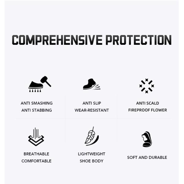 Chaussures de sécurité en cuir en microfibre volante en tricot, chaussures de sécurité à semelle moyenne en Kevlar, chaussures de sécurité en acier, chaussures de travail en caoutchouc