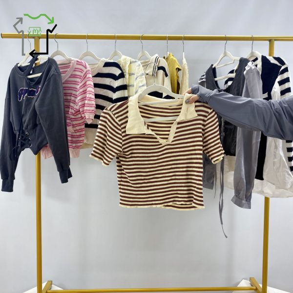 Spring Season Used Short Sleeve Women's Knitted Cardigan Short Sweater Long Sleeves