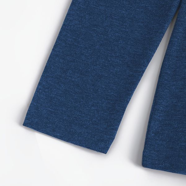 Round Neck Women Tops Personalized Letters Print Long Sleeves T Shirt In Dark Blue